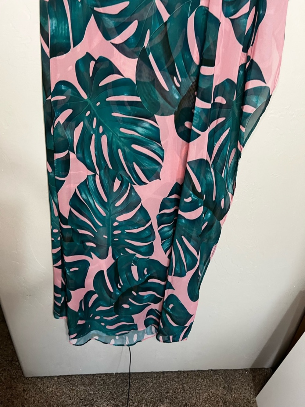 Show‎ Me Your Mumu One Shoulder Tropical Palm Leaf Pink Green Maxi Dress Resort - Picture 8 of 9